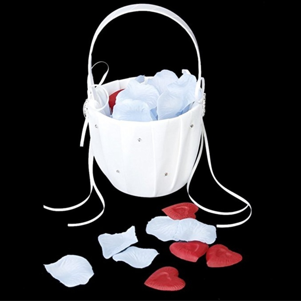 Crystal Decor Double-Heart Flower Girl Basket